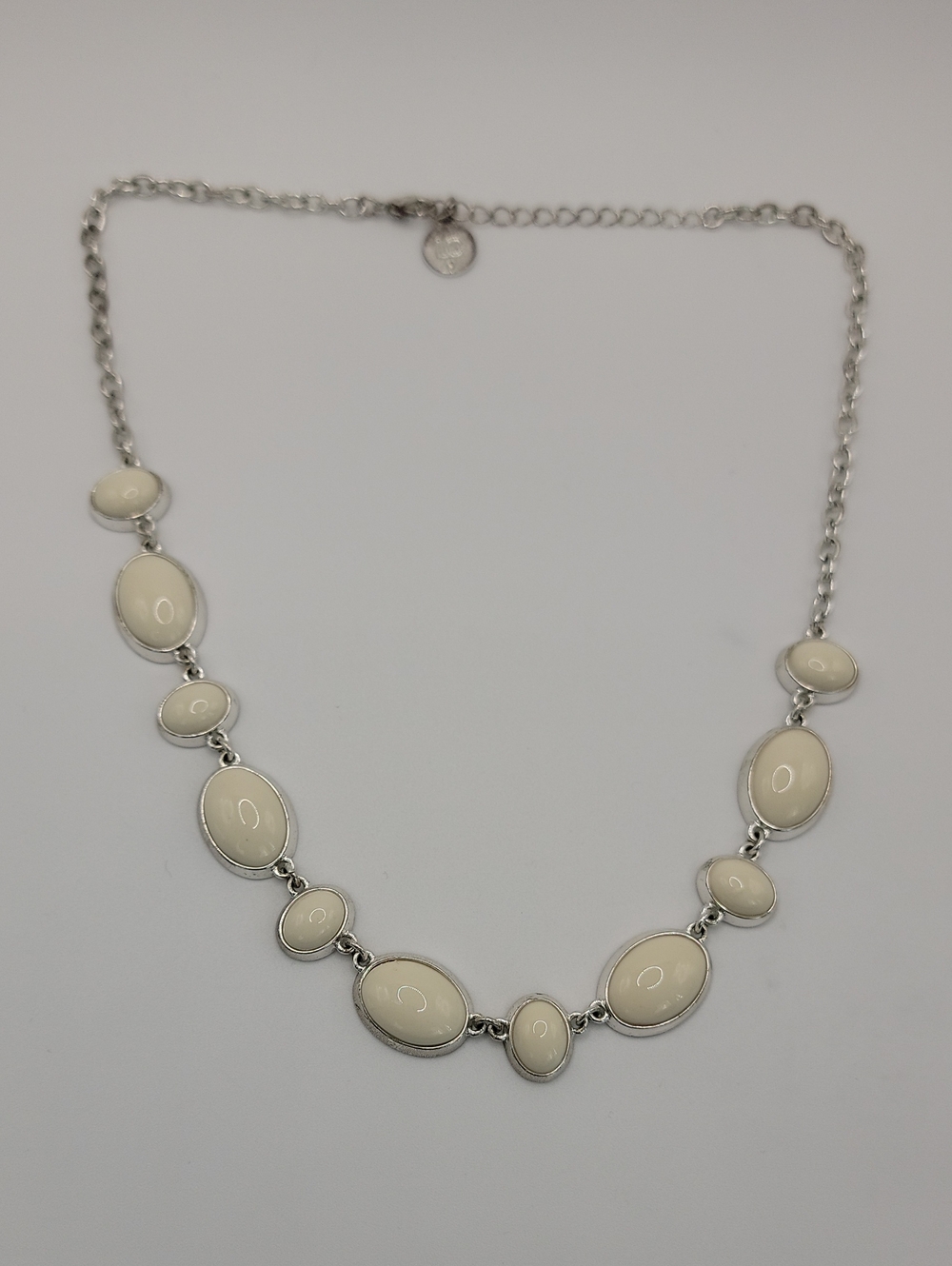 Liz Claiborne Cream Oval Stone Silvertone Necklace - Women Jewelry